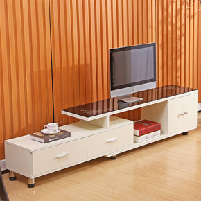 钢化玻璃电视柜简约现代茶几组合套装伸缩木质电视机柜客厅电视桌
