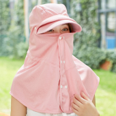 遮脸遮阳帽女夏天户外防风防晒太阳帽子电动车骑车护颈帽防紫外线