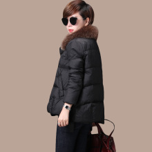 秋比羽绒服女短款2018新款百搭韩版时尚可拆卸真狐狸毛领冬外套女图片