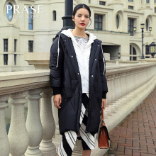 PRASE女装 冬季加厚连帽羽绒衣宽松茧型羽绒服女中长款新款 韩图片