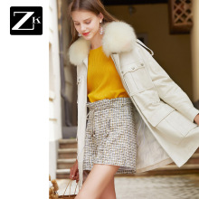 ZK真皮皮羽绒耗子大毛领皮草中长款韩版外套加厚2018秋冬新款女装图片