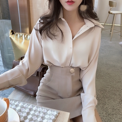 ins超火长袖衬衫女装慵懒风2018早秋天新款复古港味韩版chic上衣