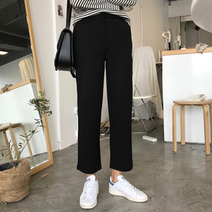 百搭半松紧高腰显瘦休闲西装裤女
