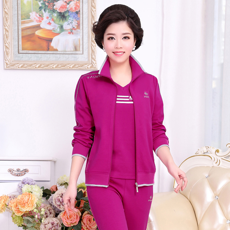 中老年人运动服套装女春秋加肥大码码妈妈装中