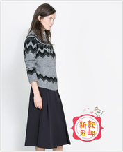 2013秋季新款Z家专柜品牌女装提花波浪纹针织衫线衣女装上衣打底