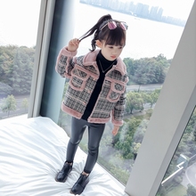 儿童秋冬仿皮草洋气夹克 中大童韩版 外套加厚加绒2018新款 女童冬装