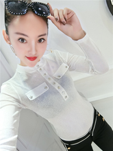 钉珠装 2018秋冬新款 打底衫 百搭女款 显瘦立领长袖 T恤修身 时尚