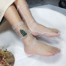 哇塞袜 薄款夏季透明日系超薄性感隐形小清新葡萄叶网纱袜仙女袜