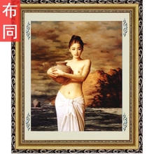 抱陶女十字绣人物美女古典2019新款 客厅竖版卧室中国性感裸玄关用