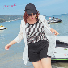 纤莉秀2018夏装新款大码女装针织条纹胖妹妹显瘦圆领无袖弹力背心图片