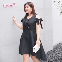 纤莉秀加肥加大码女装胖妹妹2018夏装新款胖mmA字连衣裙图片