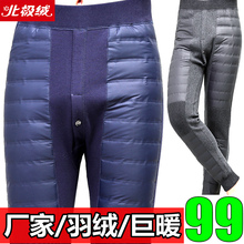 冬中老年人保暖裤 棉裤 男内穿女加厚加绒高腰护膝修身 北极绒羽绒裤