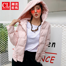 N潮流前线2018冬装新品韩版连帽短款棉服外套女青少年学生女士外图片