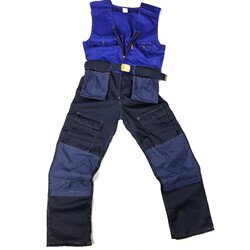 工装多口袋一体工作服斜纹功能连体裤拼色多功能男女背带连体套装