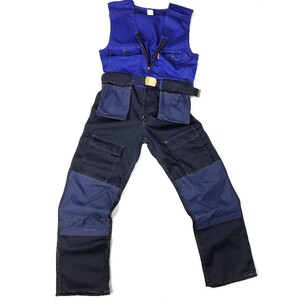 工装多口袋一体工作服斜纹功能连体裤拼色多功能男女背带连体套装