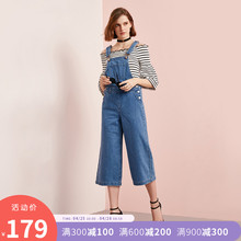 女宽松显瘦背带阔腿牛仔裤 11816I520 2019新款 绫致ONLY春夏装