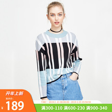19春新 Moda彩色条纹圆领针织衫 Vero 318124506