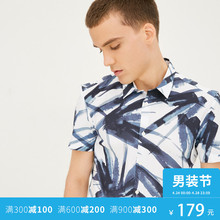 衬衫 217204524 衣E 棉尖领弹力男夏短袖 JackJones杰克琼斯潮修身