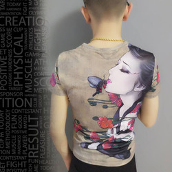 快手红人同款短袖男T恤社会精神小伙修身韩版半袖潮流时尚印花t恤