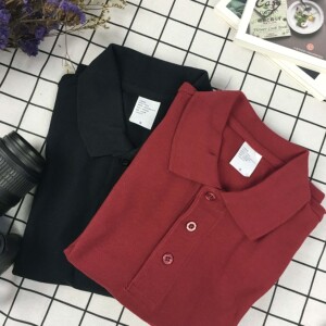 【小白家】日系纯棉纯色短袖polo衫男女夏t恤大码保罗衫团队定制