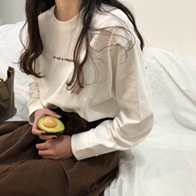 2018新款长袖t恤上衣服韩版白色宽松打底衫女装chic港味早秋慵懒图片