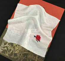 苏州刺绣手工绣手帕真丝绣花小方巾桑蚕丝苏绣白色手绢商务小礼品