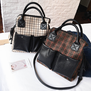 百搭斜挎格子单肩包