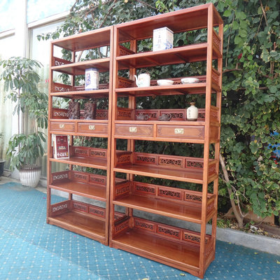 缅甸花梨木书架；红木家具；大果紫檀；远山品牌家具；定制家具怎么样