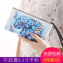 韩版 超萌可爱印花拉链零钱包5.5手机钱包手腕小包 手拿包女式新款