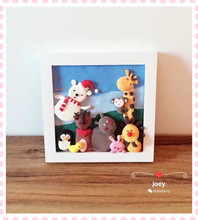 饰画儿童房挂画幼儿园壁画卡通画可爱动物 原创粘土画北欧风格