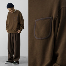 哭喊中心秋冬必备浓棕色复古口袋舒适圆领卫衣Brown sweater