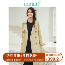 茵曼2018冬装新款INS风帅气干练双排扣长款风衣女F1884061808图片
