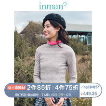 茵曼2018秋装新款半高领条纹宽松休闲羊绒衫上衣女图片