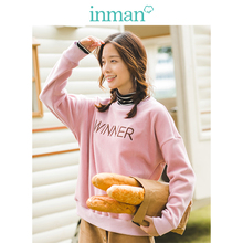 inman茵曼旗舰店2018冬装新款高领绣花双面加绒加厚假两件卫衣潮图片