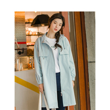 茵曼旗舰店2018秋装新款连帽拼接宽松休闲中长款风衣外套女装上衣图片