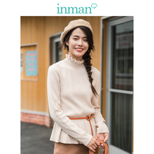 inman茵曼旗舰店木耳边高领收腰套头毛衣2018秋冬新款打底针织衫图片