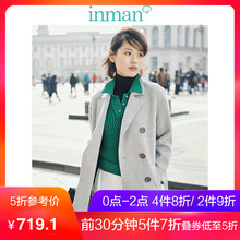 茵曼2018冬装新款韩版绵羊毛混纺长款呢外套呢大衣女1884280045图片
