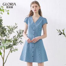 GLORIA/歌莉娅女装2018夏季V领连衣裙186K4BAI0图片