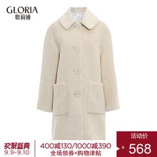 GLORIA/歌莉娅女装2018冬季复古大翻领呢料大衣18NE6E880图片