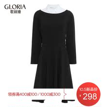 GLORIA/歌莉娅女装2018秋季假两件衬衣领连衣裙189E4E820图片