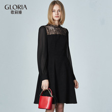 双11预|GLORIA/歌莉娅女装2018秋季拼蕾丝收腰连衣裙189E4E020图片