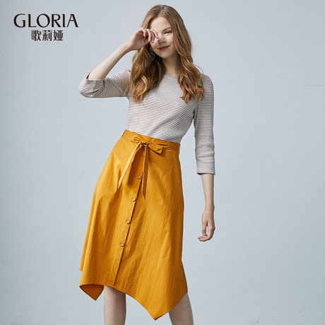 GLORIA/歌莉娅女装2018秋季撞色拼接连衣裙187C4B25A商品大图
