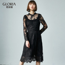 GLORIA/歌莉娅女装2018秋季蕾丝收腰连衣裙189C4E130图片