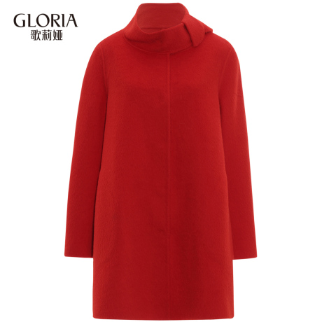 GLORIA/歌莉娅女装2018冬季羊毛羊驼混纺蝴蝶结外套18DC6E040商品大图