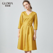 GLORIA/歌莉娅女装2018秋季收腰A摆连衣裙187C4B17C图片