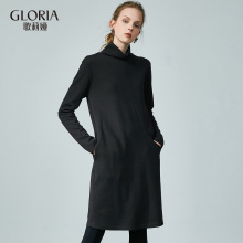GLORIA/歌莉娅女装2018冬季高领直身型长袖连衣裙18DC4E140图片