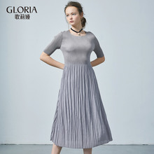 GLORIA/歌莉娅女装2018秋季压褶连衣裙188M4A090图片
