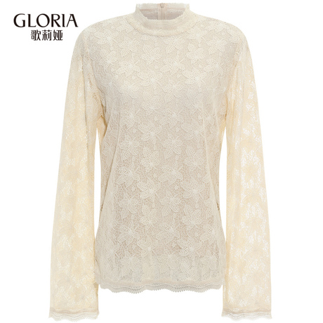 GLORIA/歌莉娅2018年秋季蕾丝高领上衣189C0E080商品大图