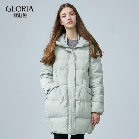 GLORIA/歌莉娅2018冬季连帽茧型鹅绒服18DC8C040商品大图