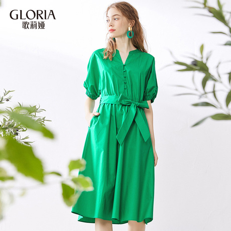 GLORIA/歌莉娅女装2018夏季收腰连衣裙186K4BB30商品大图